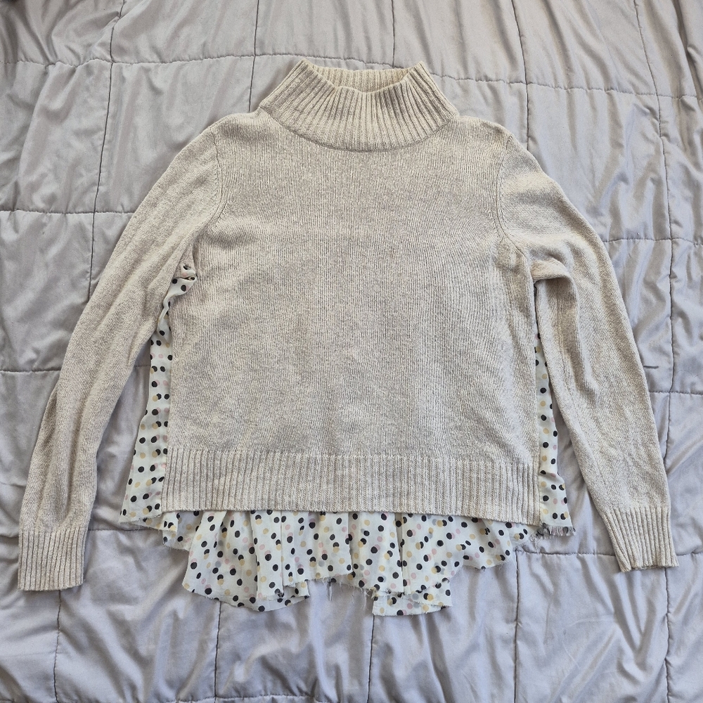 Moth by Anthropologie Apres Fete Polka Dot Mixed Media Sweater, Medium, EUC